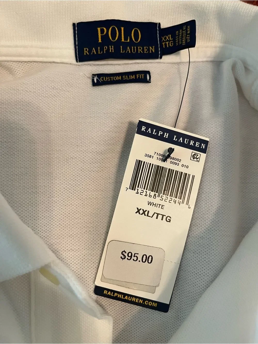 NWT Ralph Lauren Custom Slim Fit Polo Shirt – White – Men’s XXL